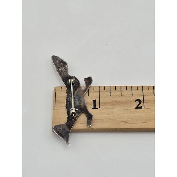 Vintage Stamped Sterling Silver & Turquoise Roadrunner Pin Brooch Southwestern - Picture 12 of 12